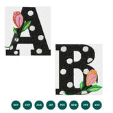 Polka Dot Rose Monogram Embroidery Set
